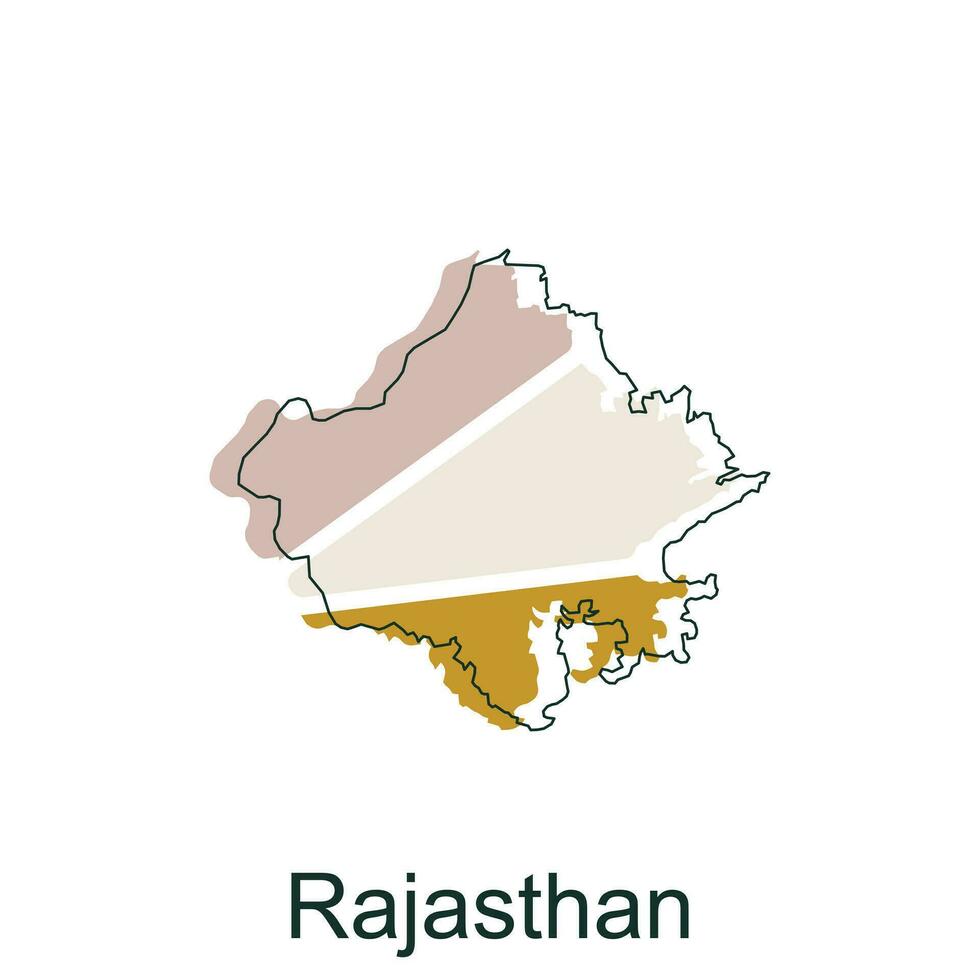 Map of Rajasthan colorful illustration design, element graphic illustration template vector