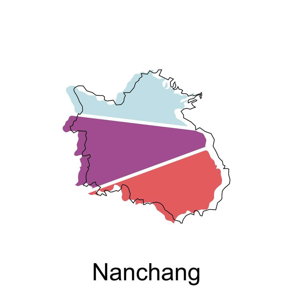 Nanchang City Map Republic of China, Shanxi Province, map vector illustration design template