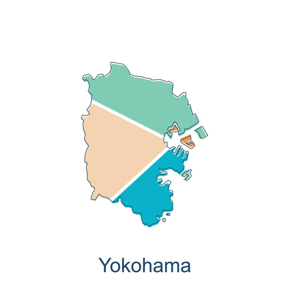 vector map of Yokohama modern outline design, Borders of Japan for your infographic. Vector illustration. design template