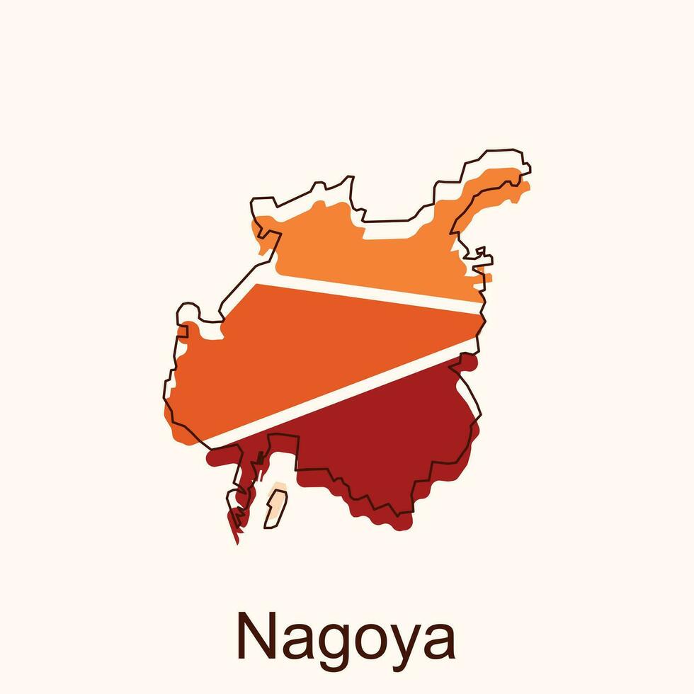 Nagoya High detailed illustration map, Japan map, World map country vector illustration template