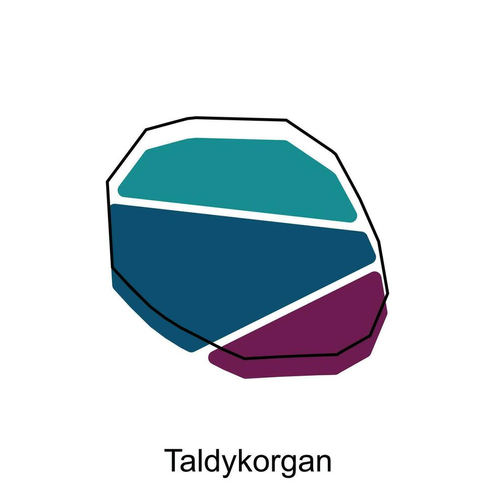 mapa de taldykorgan ilustración diseño plantilla, mapa tener todas provincia y marca el capital ciudad de kazajstán, adecuado para tu empresa vector