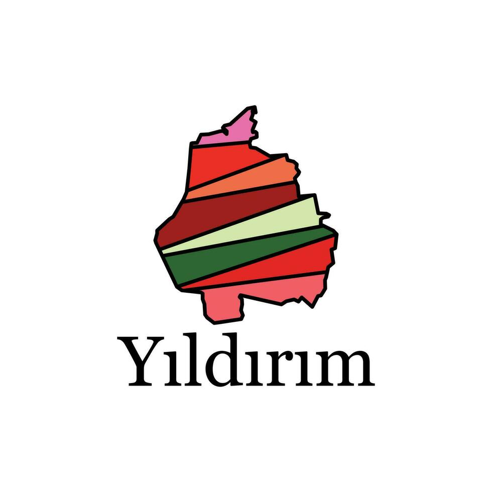 Yildirim city map, vector file map of Turkey, Geometric Map of Turkey Vector Design Template. Editable Stroke