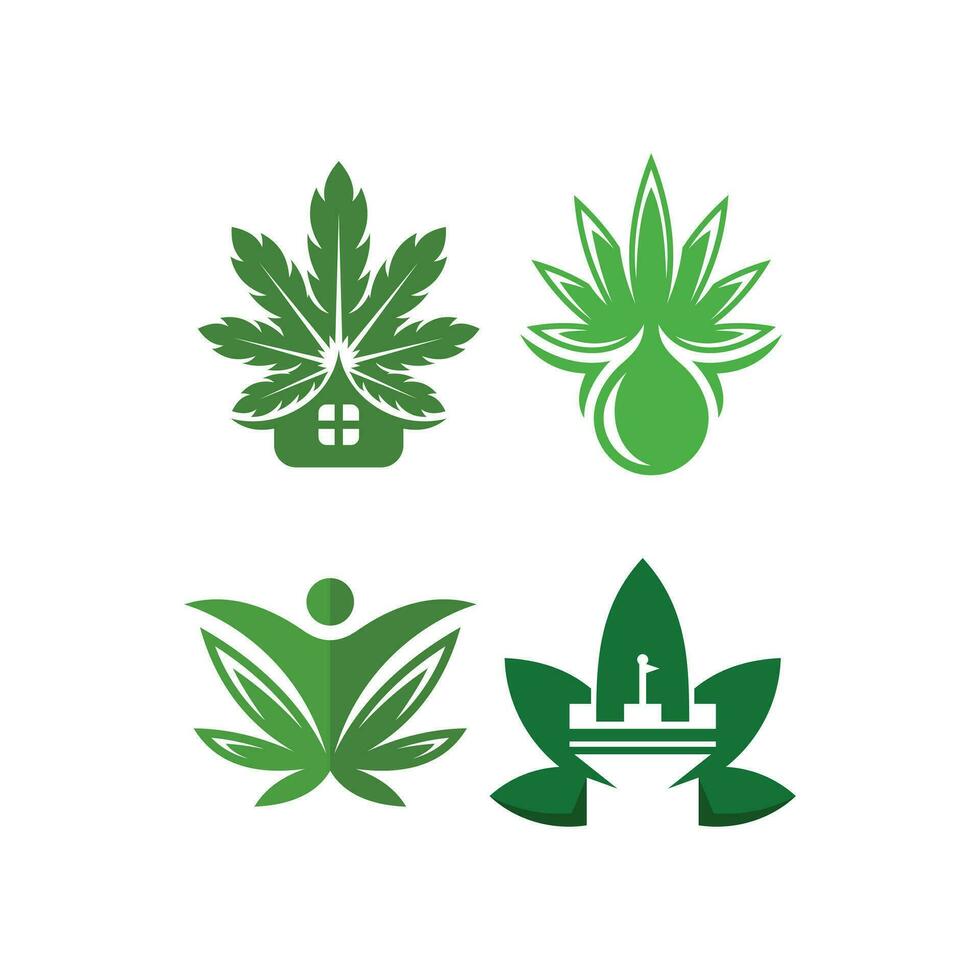 Set Cannabis Logo Design Template, element graphic illustration logo vector