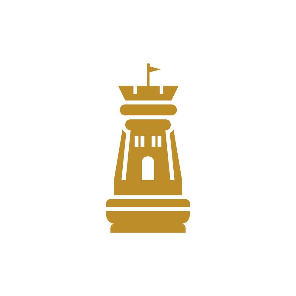 Castle Tower Building Chess Logo Design, illustration design template vector