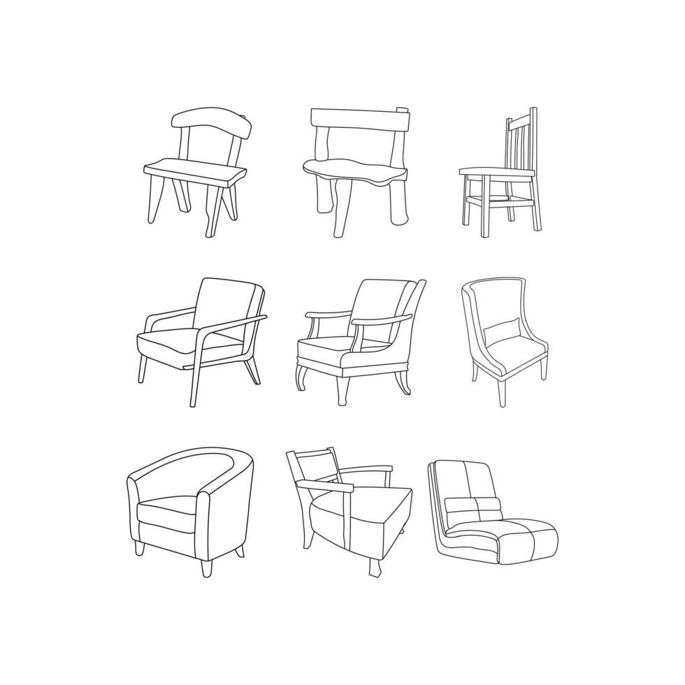 silla mueble icono conjunto diseño, logo colección inspiración diseño plantilla, adecuado para tu empresa vector