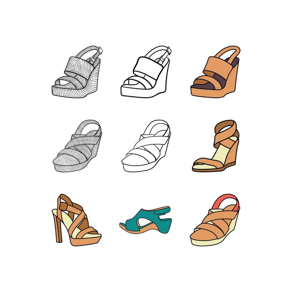 Zapatos icono conjunto diseño plantilla, elemento gráfico ilustración diseño logo, logo para tu empresa y etc. vector