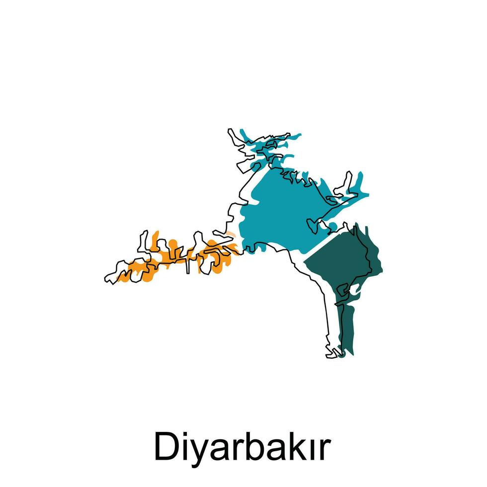 Map of Diyarbakir illustration design. Turkey World Map International vector template
