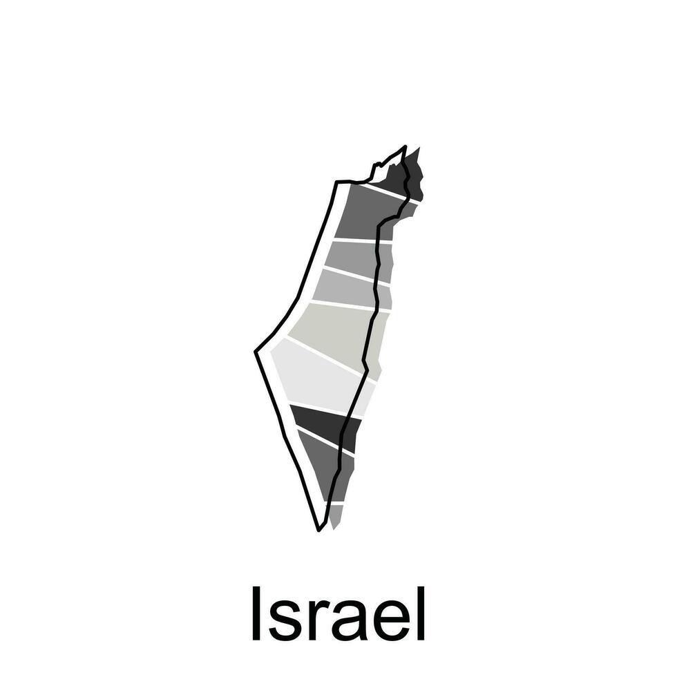 Israel map flat icon illustration, Vector map of Israel with named governance and travel icons template