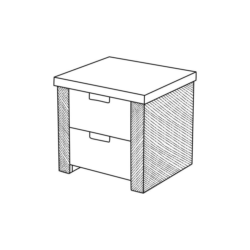 Table interior line art furniture design, element graphic illustration template vector