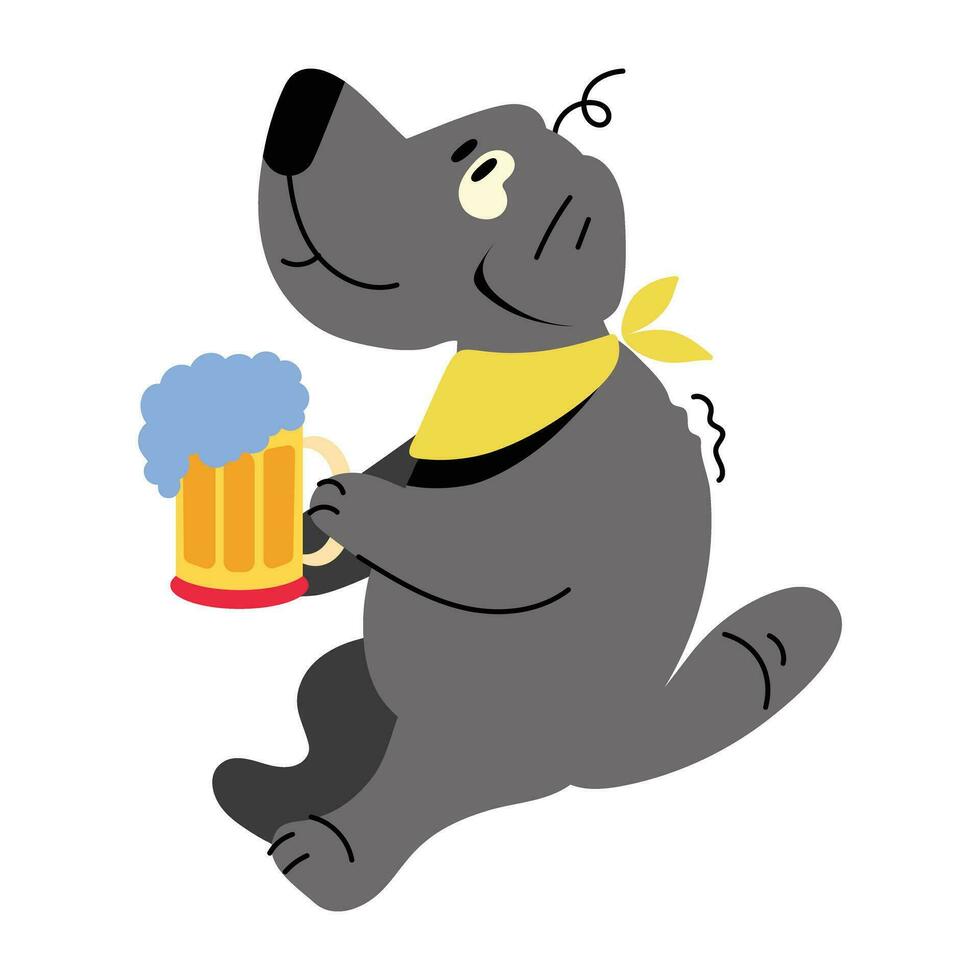 Trendy Dog Beer vector