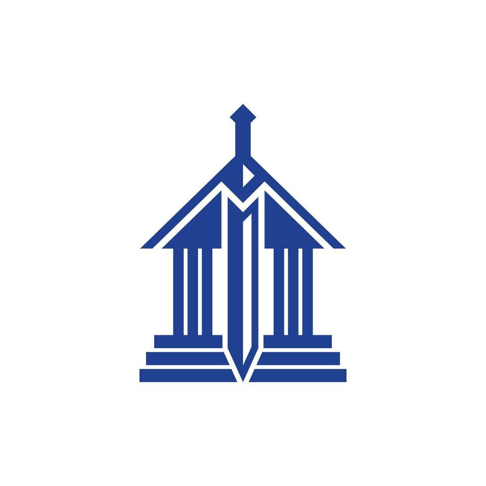 law building sword logo simple concept design template, Suitable for your design vector