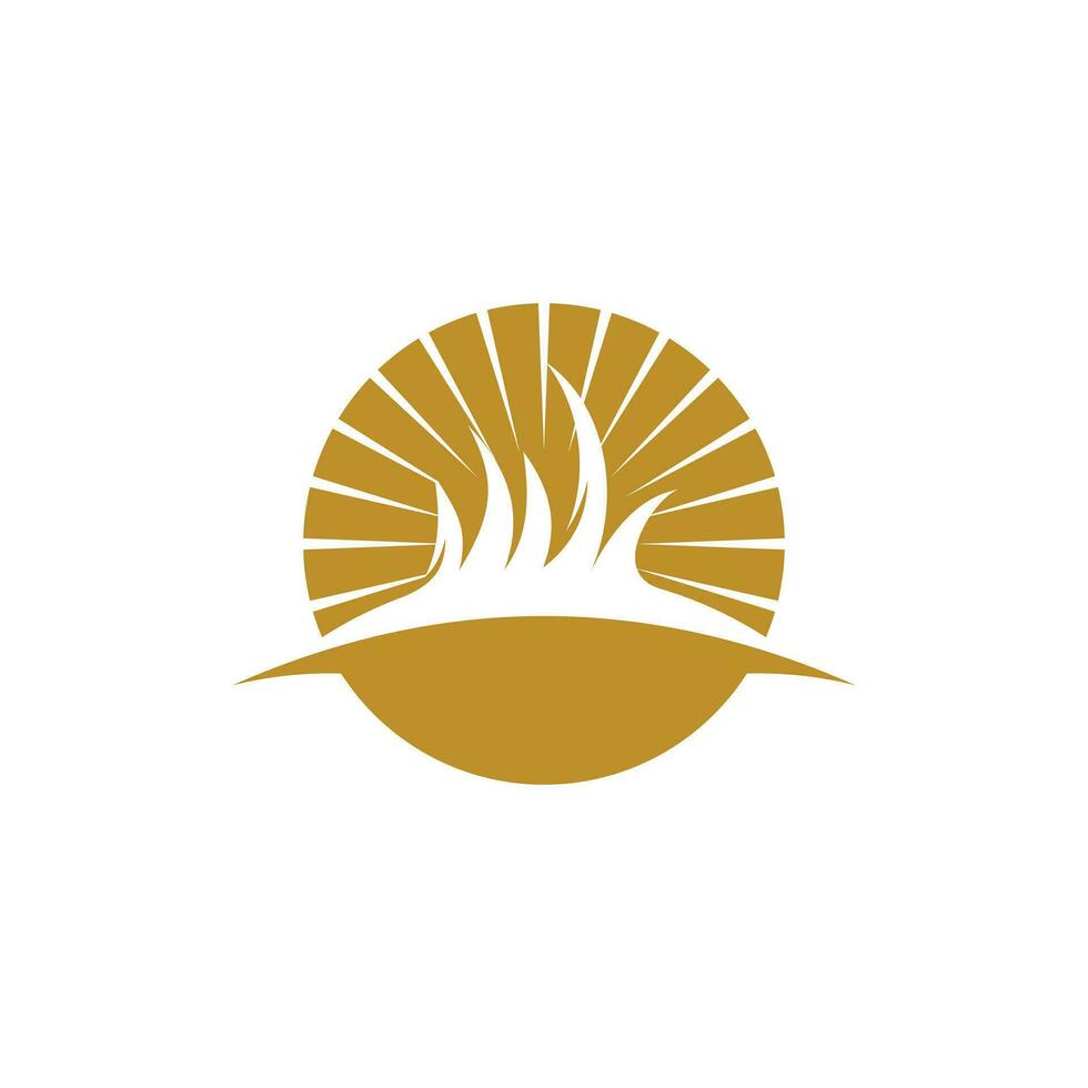 Grass with Sun Vector illustration Icon Logo Template