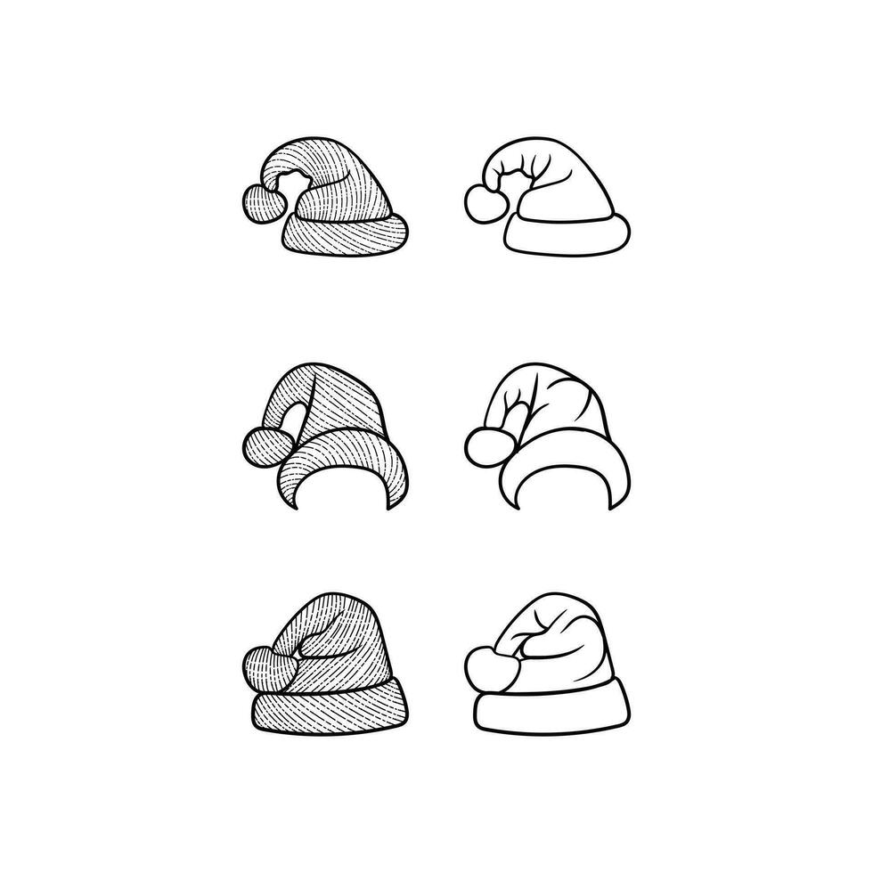 Icon set of Santa Hat, vintage logo illustration design template, modern simple minimalist vector concept.