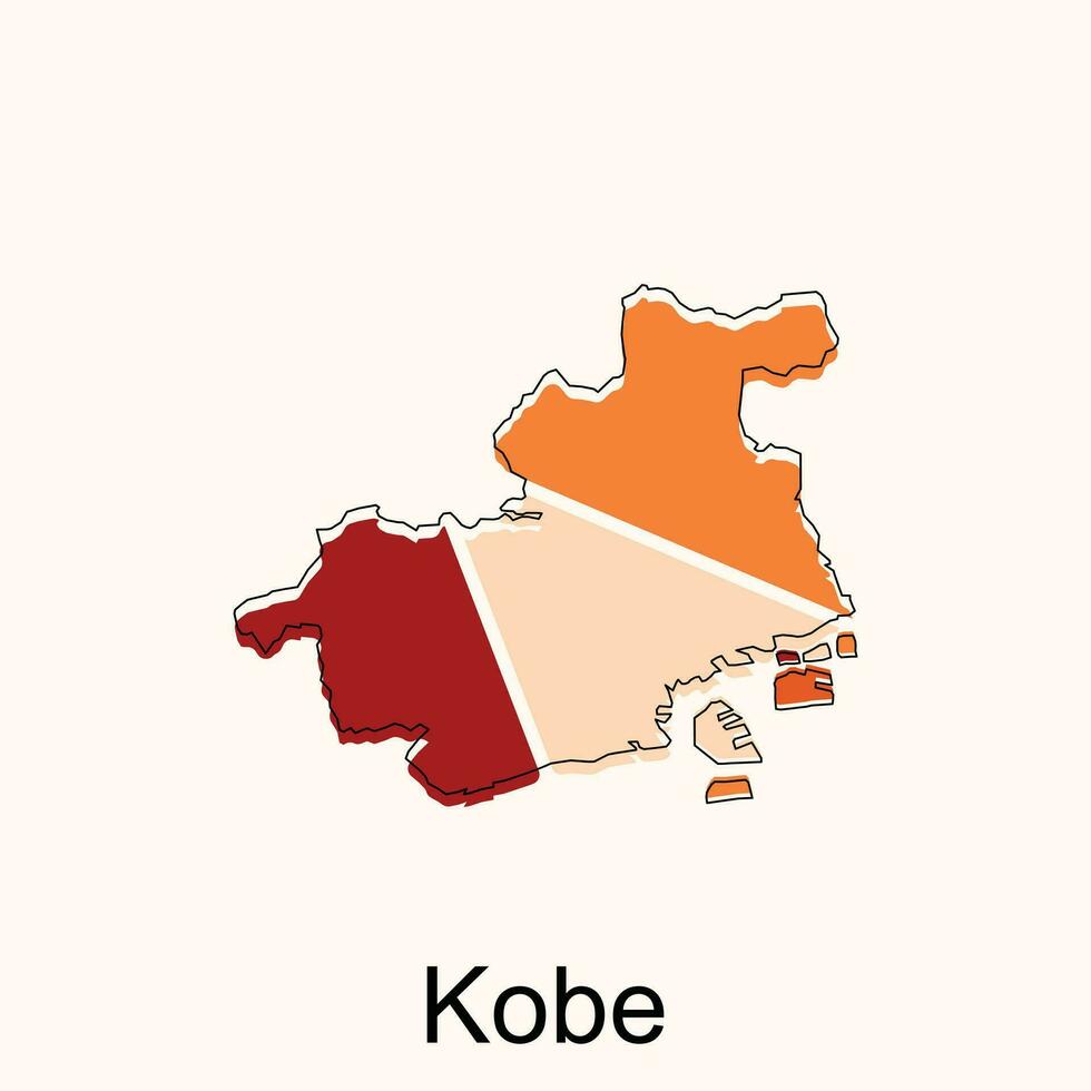 Kobe alto detallado ilustración mapa, Japón mapa, mundo mapa país vector ilustración modelo
