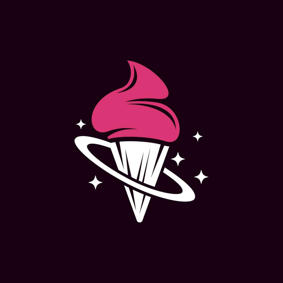 Ice Cream Planet Vector Icon Illustration design template, Food Space Icon Concept Isolated Premium Vector.