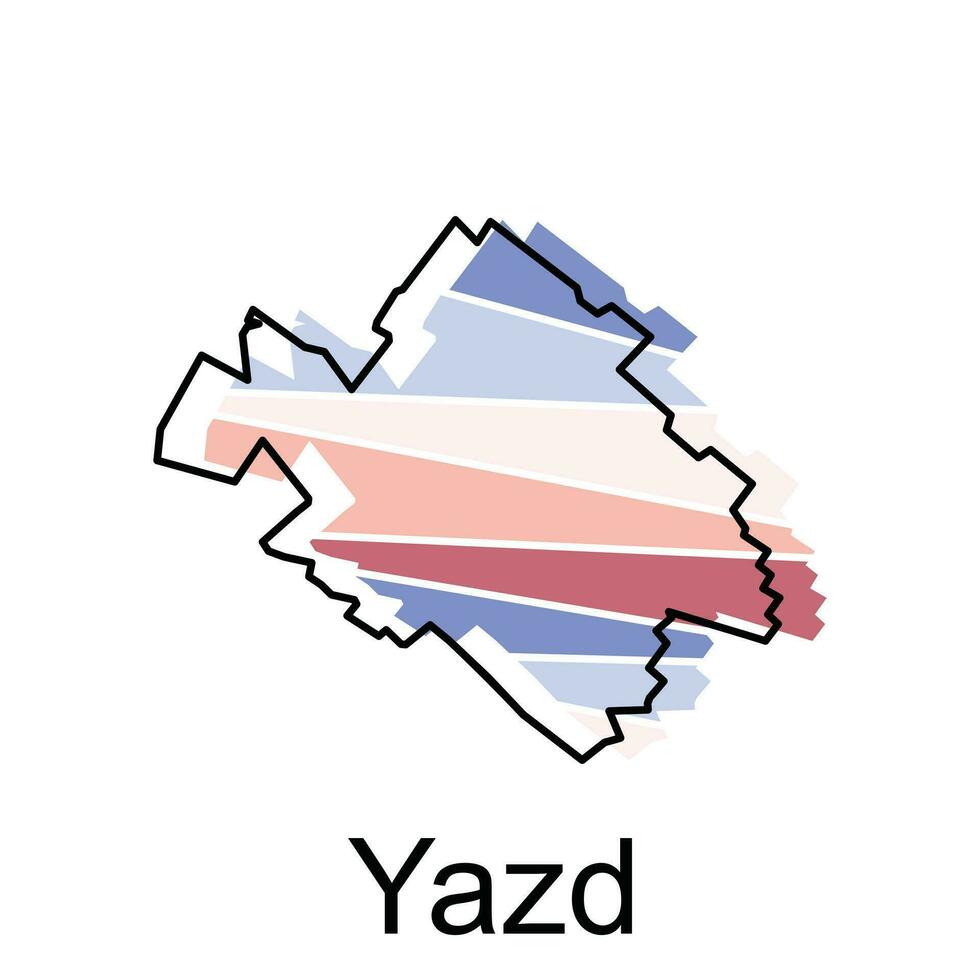 Vector file map of Yazd, Iran regions map illustration design template