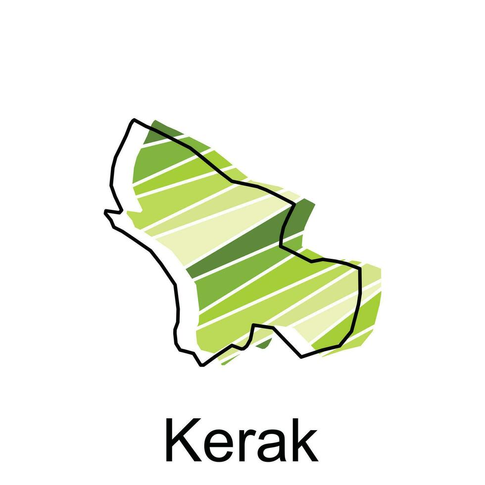 Fully Editable Map of Kerak, Vector map of Jordan with named governance and travel icons
