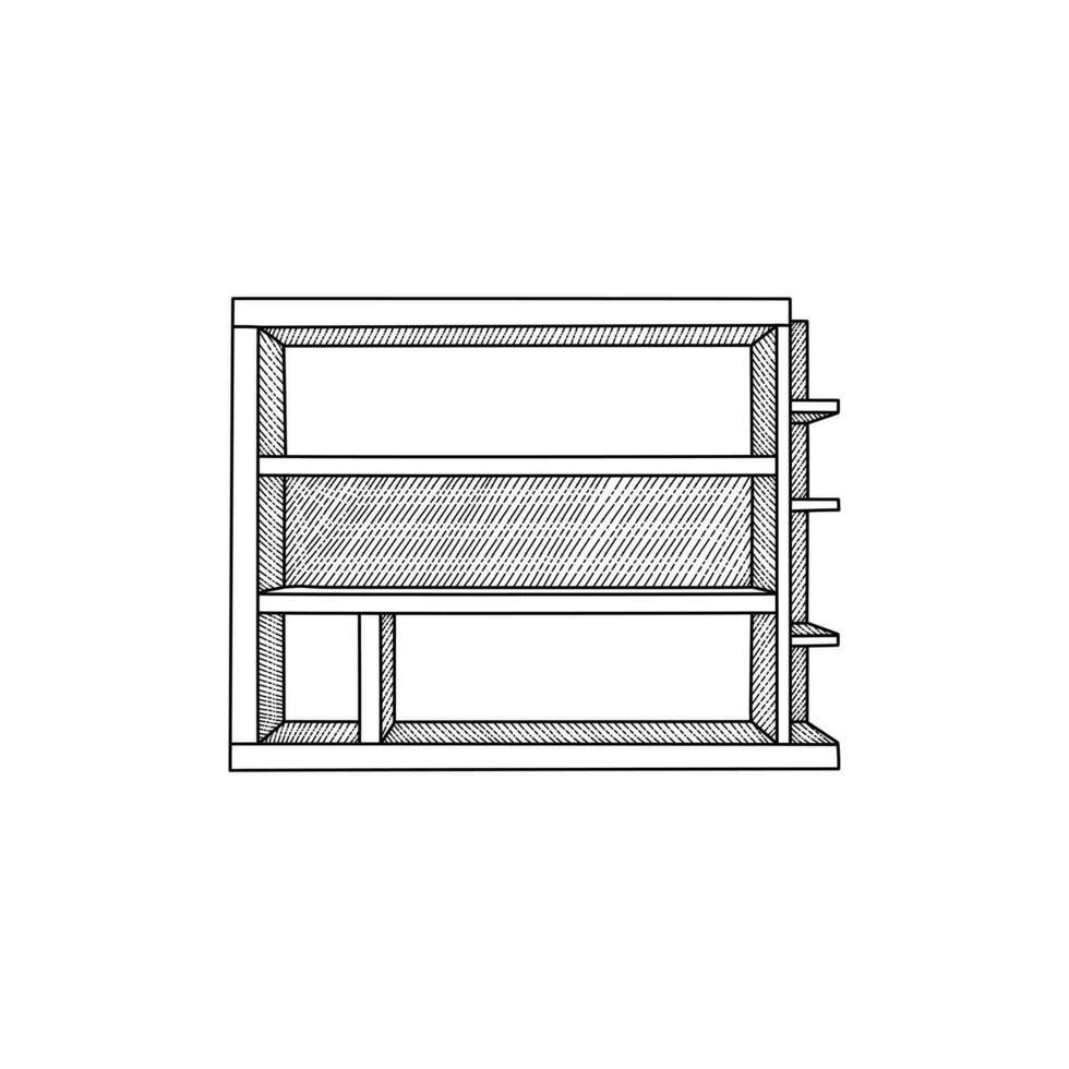 Shelf line art style creative design template, vector symbol, sign, outline illustration.