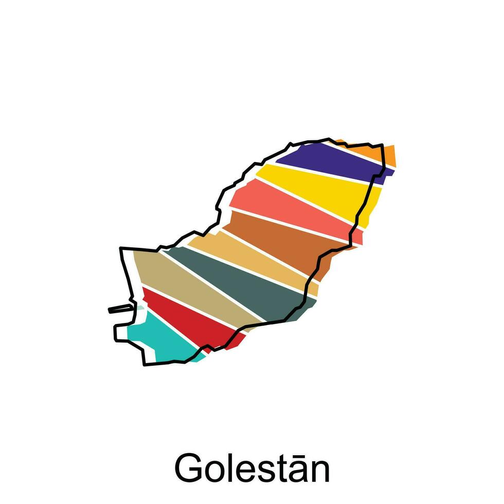 Map of Golestan administrative, country of iran departments with icons, illustration design template vector