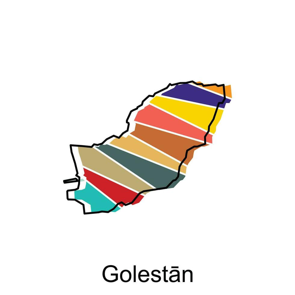 mapa de golestán administrativo, país de corrí departamentos con iconos, ilustración diseño modelo vector