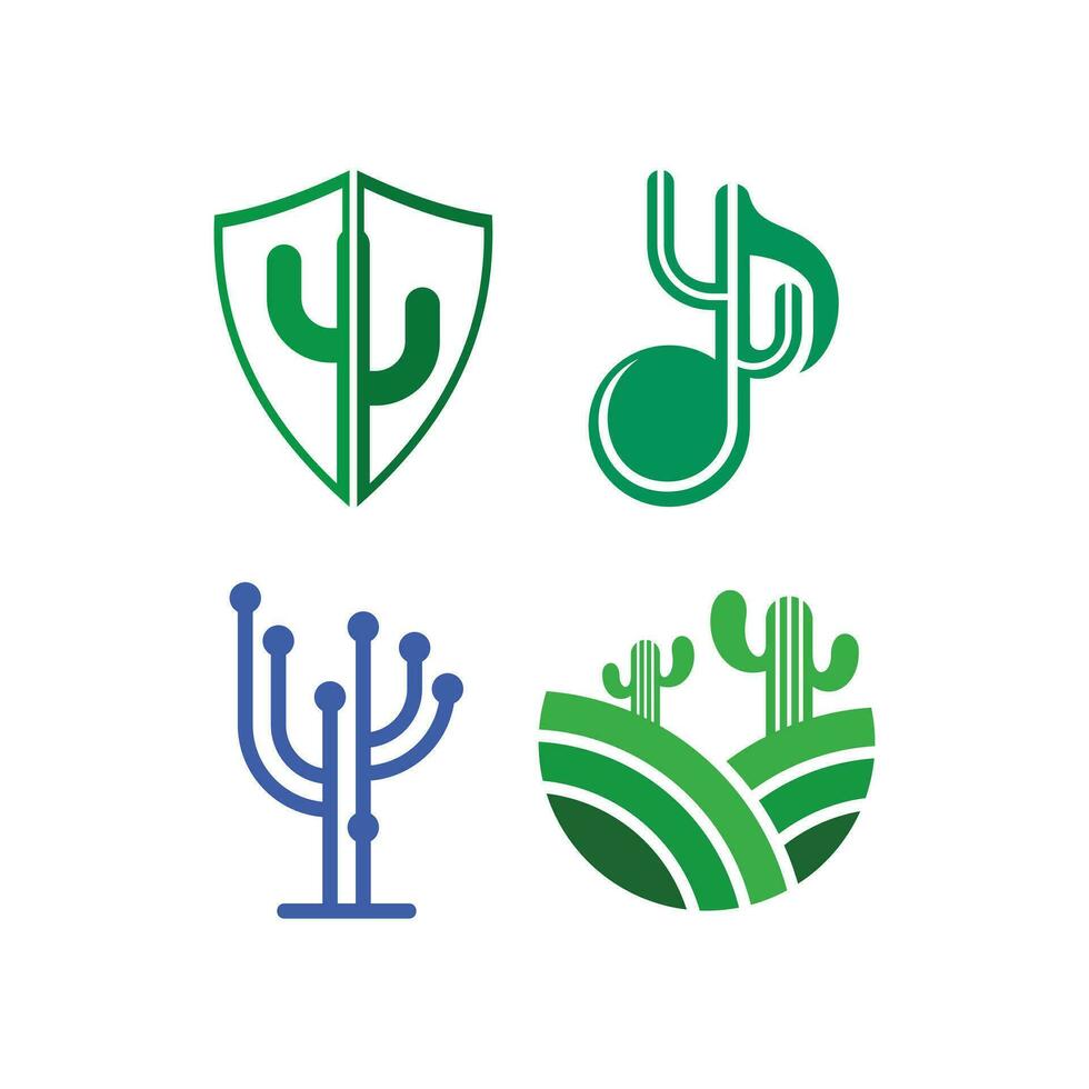 vector conjunto de cactus plantas logo diseño plantilla, diseño aislado en blanco antecedentes