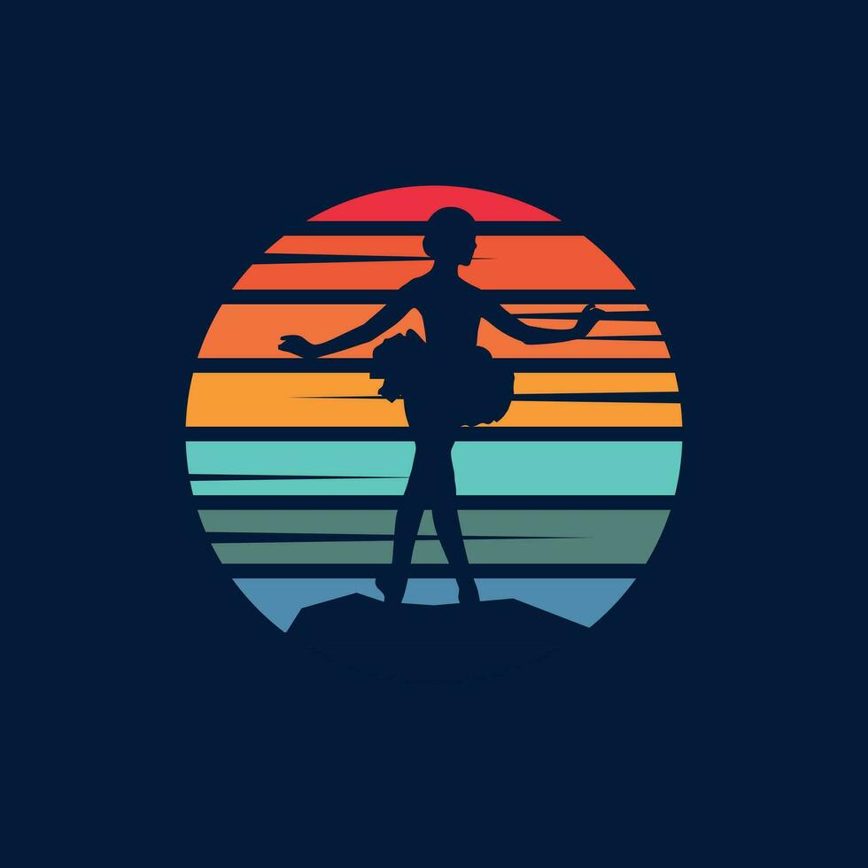 Ballet icon logo vector design, Colorful Gymnastic Logo Design Template