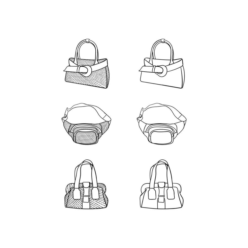 mujer bolso icono conjunto diseño plantilla, elemento gráfico ilustración diseño logo, logo para tu empresa y etc. vector