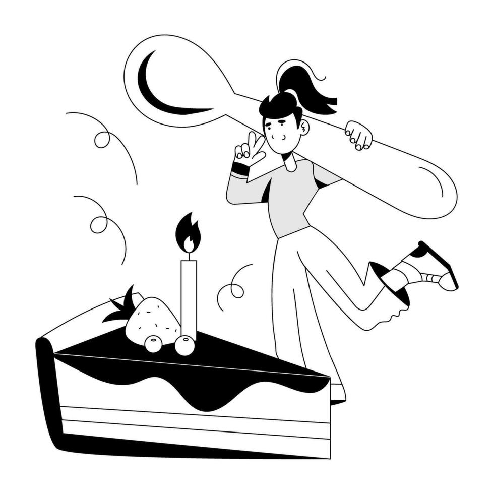 Trendy Eating Cake 25439533 Vector Art At Vecteezy