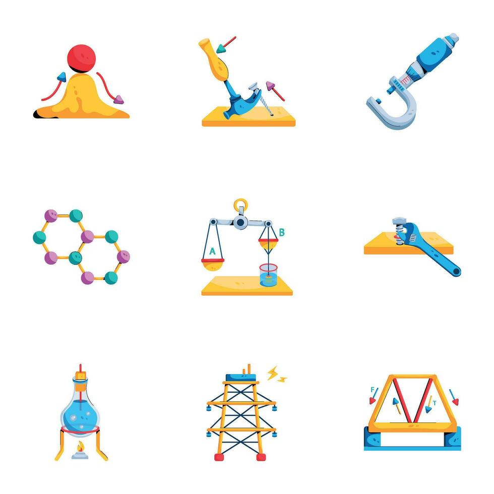 Trendy Pack of Physics Study Flat Icons vector