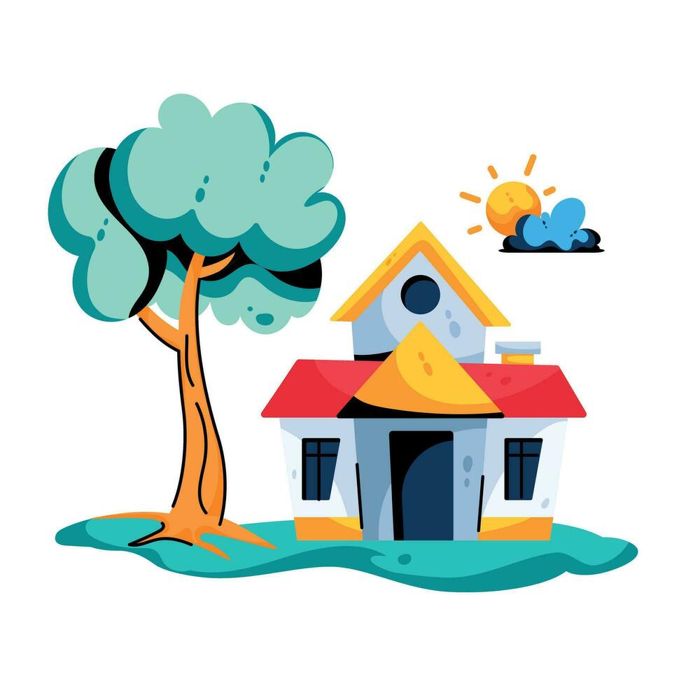 Trendy Home Building vector