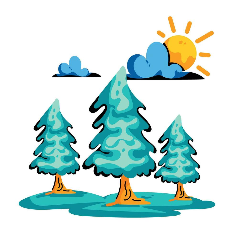 Trendy Pine Trees vector