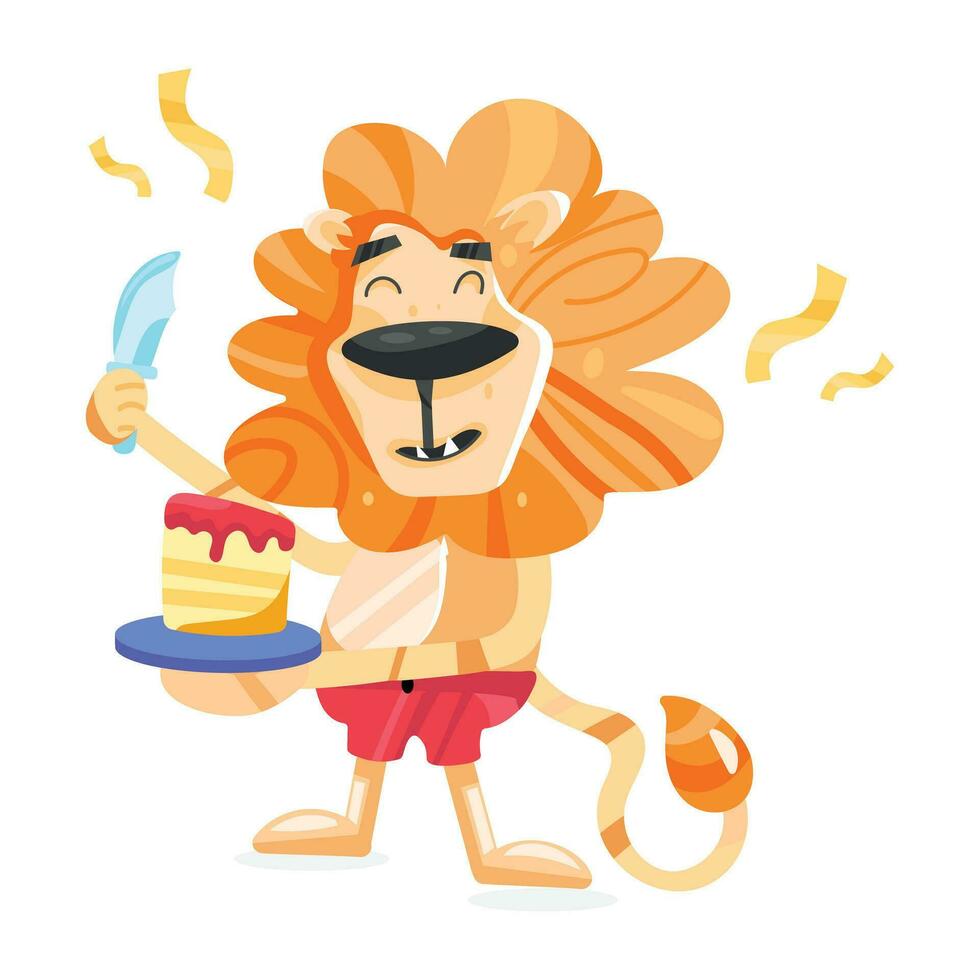 Trendy Lion Birthday vector