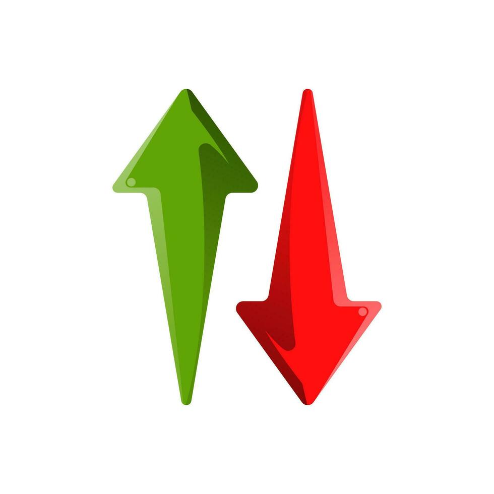 verde rojo flecha firmar plano icono vector