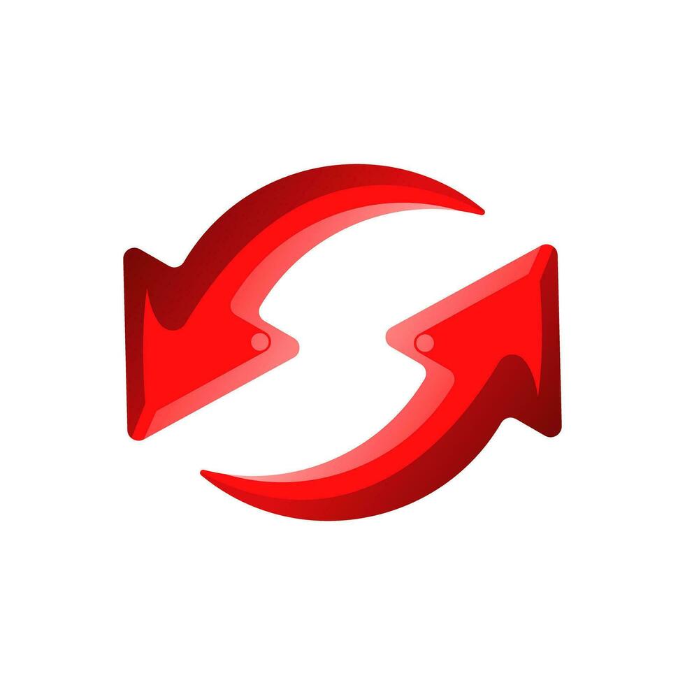 Red Arrow Refresh Flat Icon vector