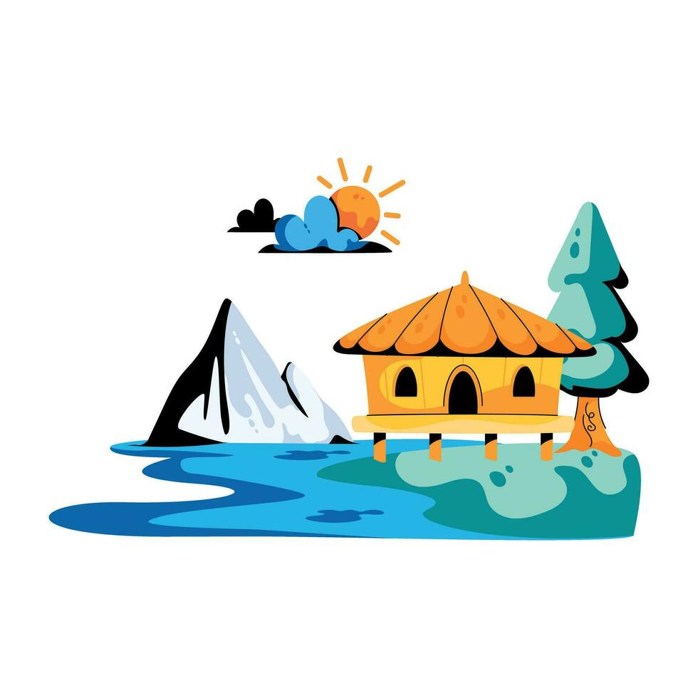 Trendy Resort House vector