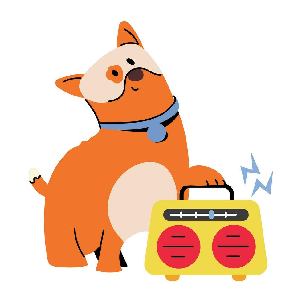 Trendy Dog Listening vector