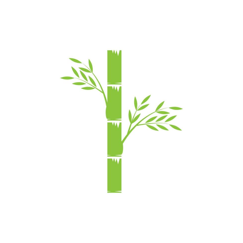 bambú con plantilla de vector de ilustración de logotipo de hoja verde