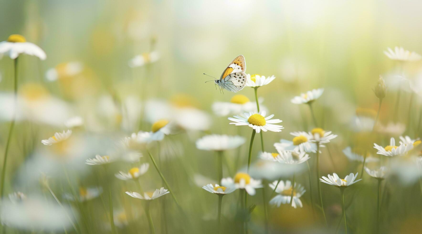 abstract nature spring Background, spring flower and butterfly, generate ai photo
