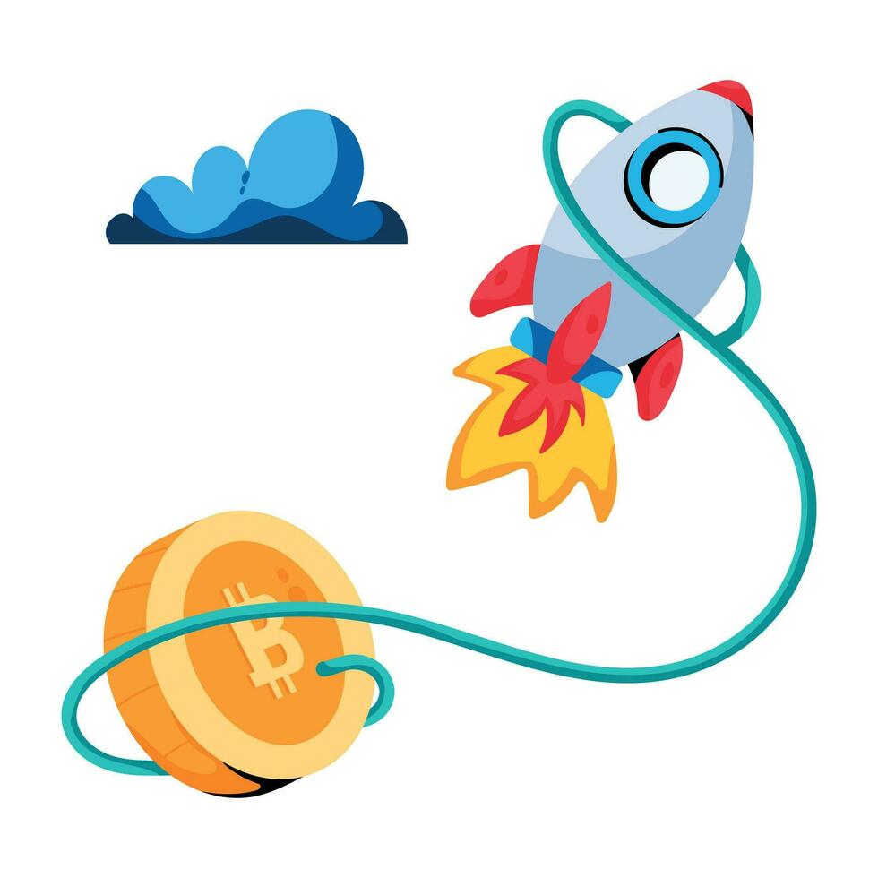 Trendy Bitcoin Startup vector