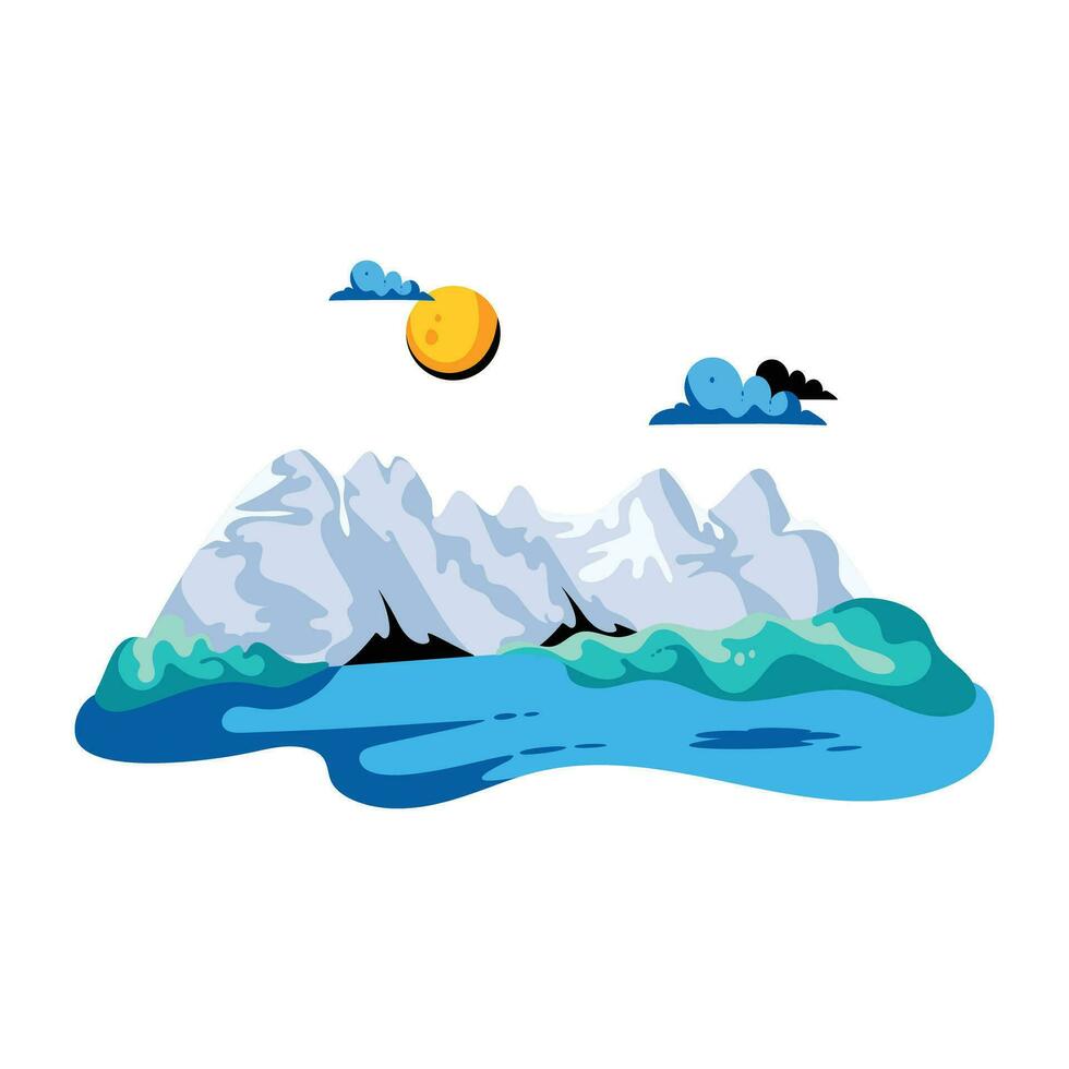 Trendy Mountains River vector