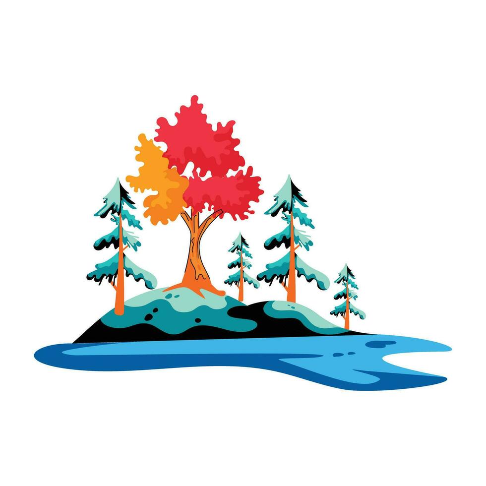 Trendy Forest River vector