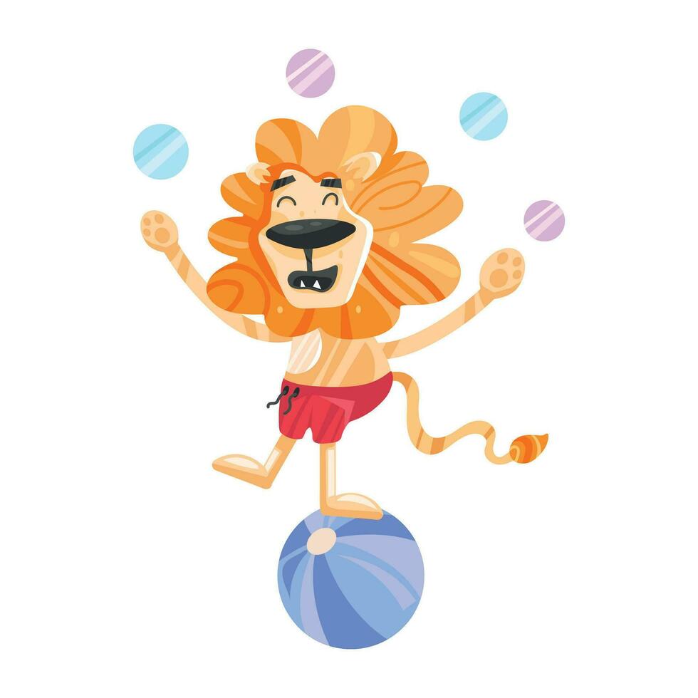 Trendy Lion Juggling vector