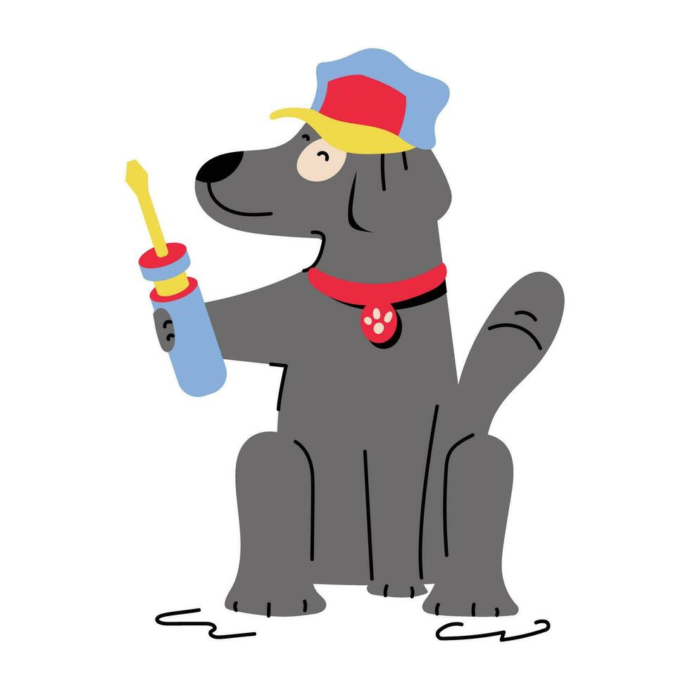 Trendy Dog Repairing vector