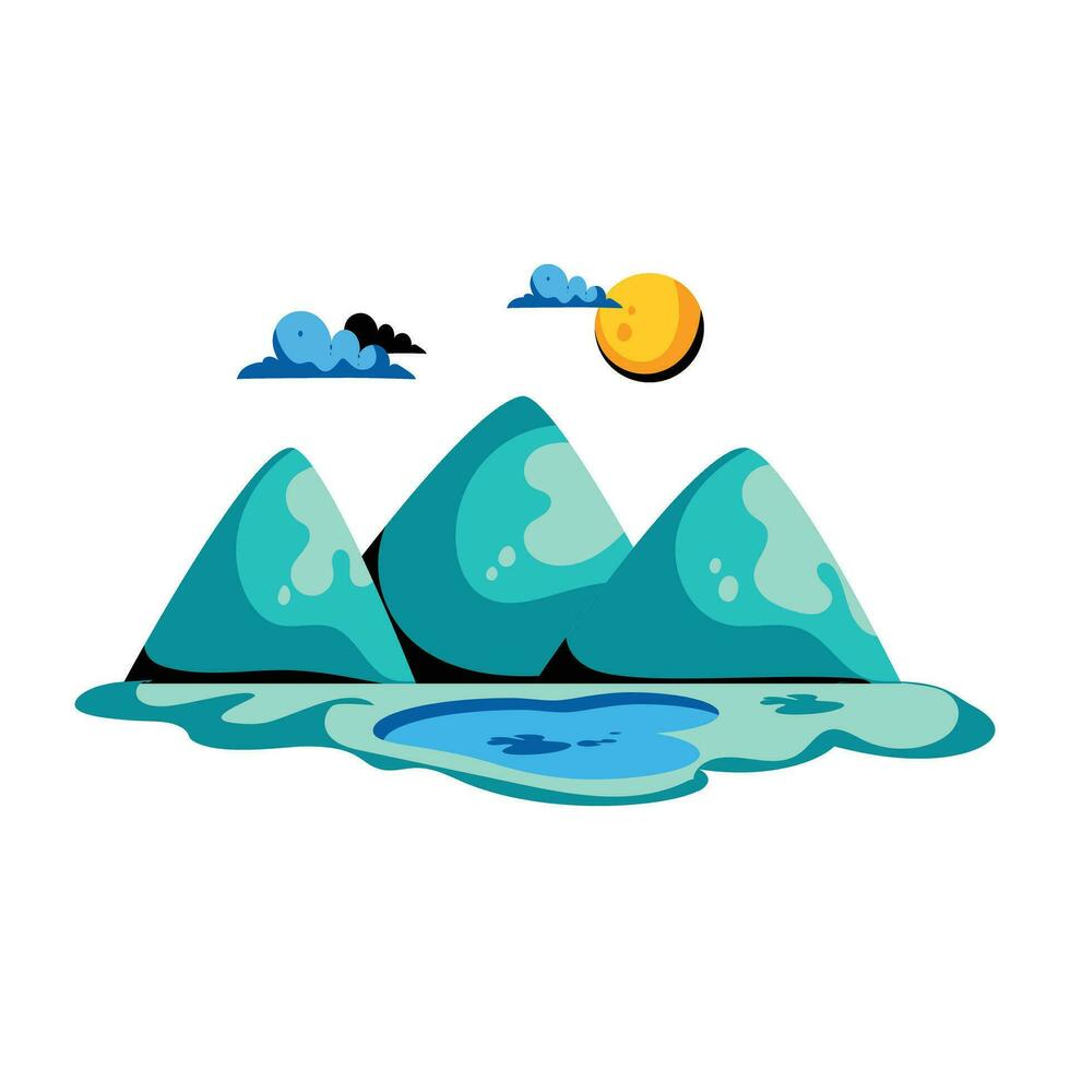 Trendy Mountains View vector
