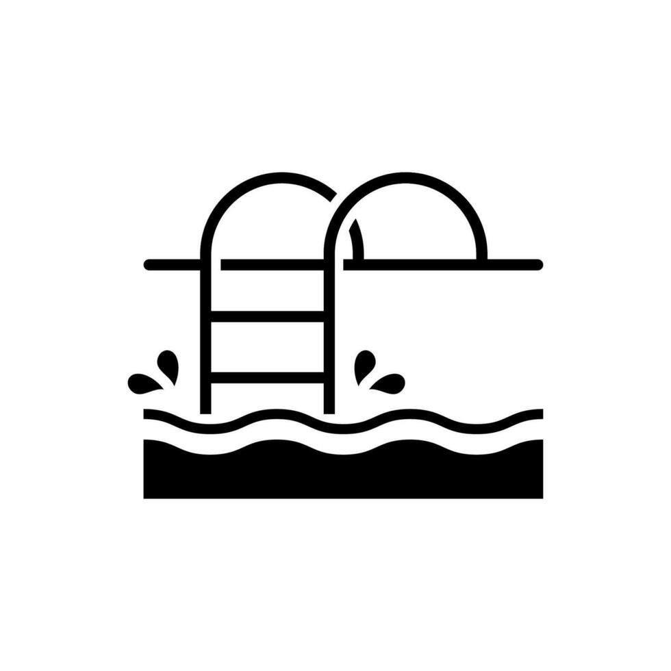 Vector element of Stair and Swimming pool, Glyph icon.