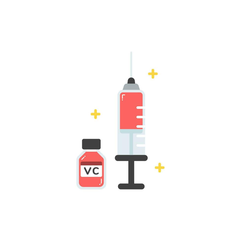 Vector element of Syringe and Bottle of Vaccine.
