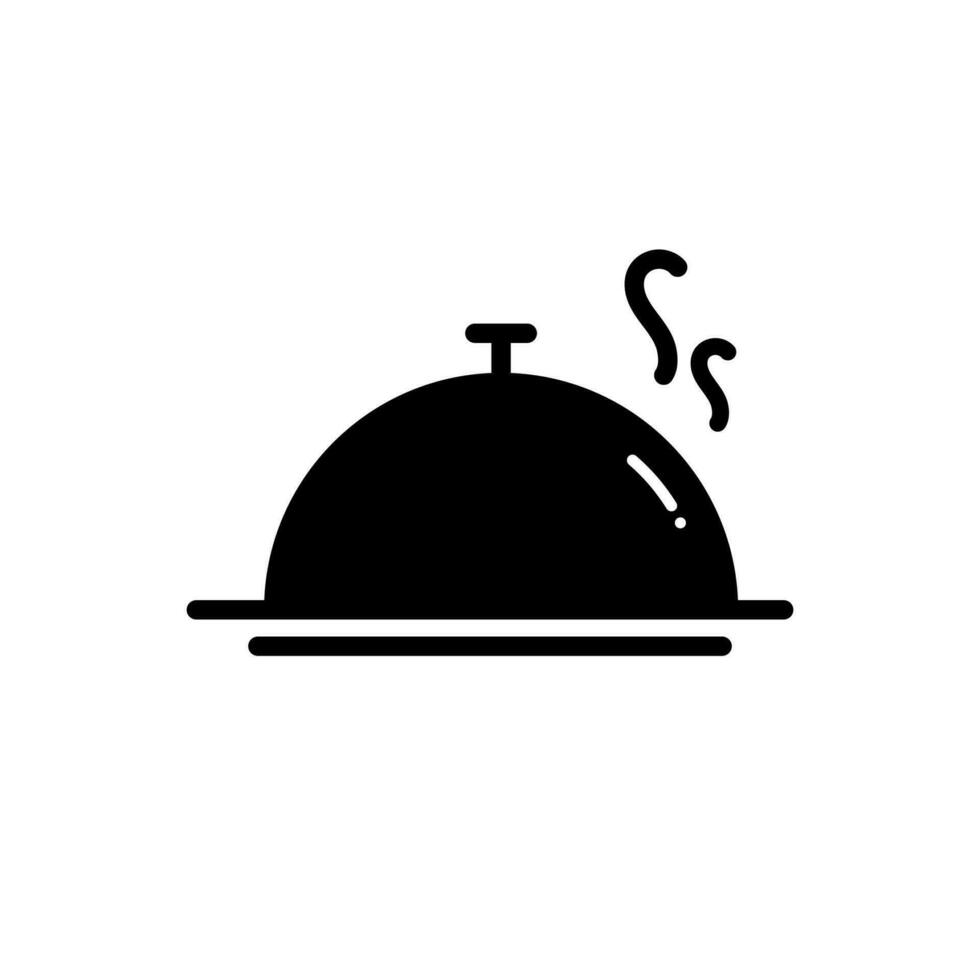 Vector element of a Tray of Food with Cover, Glyph icon.