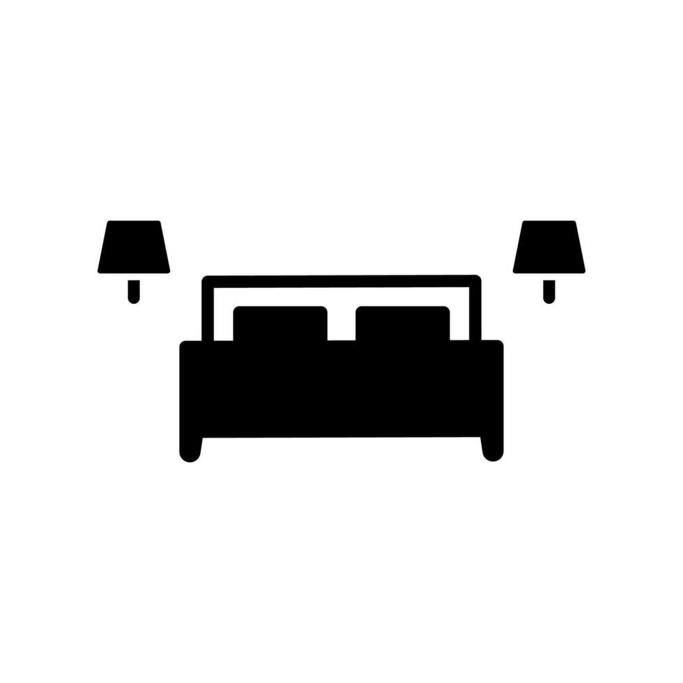 Vector element of King size Bed, Glyph icon.