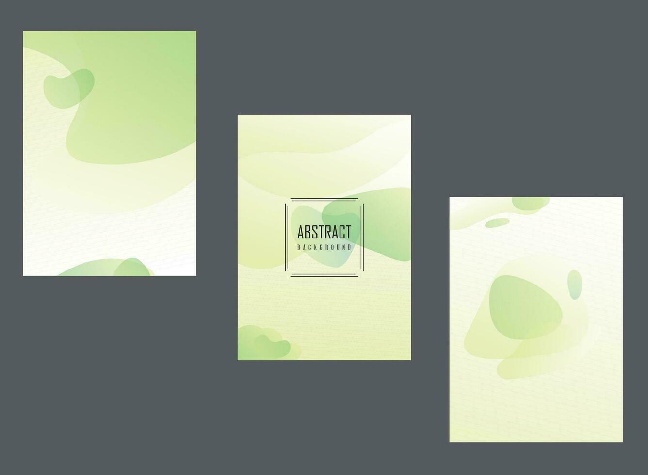 Set Of Three Modern Fluid Green Color Gradients Background With A4 Format, Modern Vector Splash Suitable For Web, Cover Design