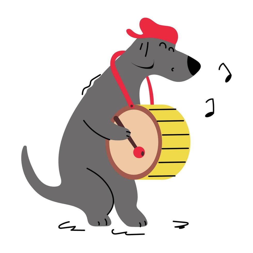 Trendy Dog Drum vector